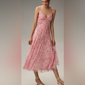 NWT Mac Duggal Sleeveless V-Neck Mesh Midi Dress Size 8